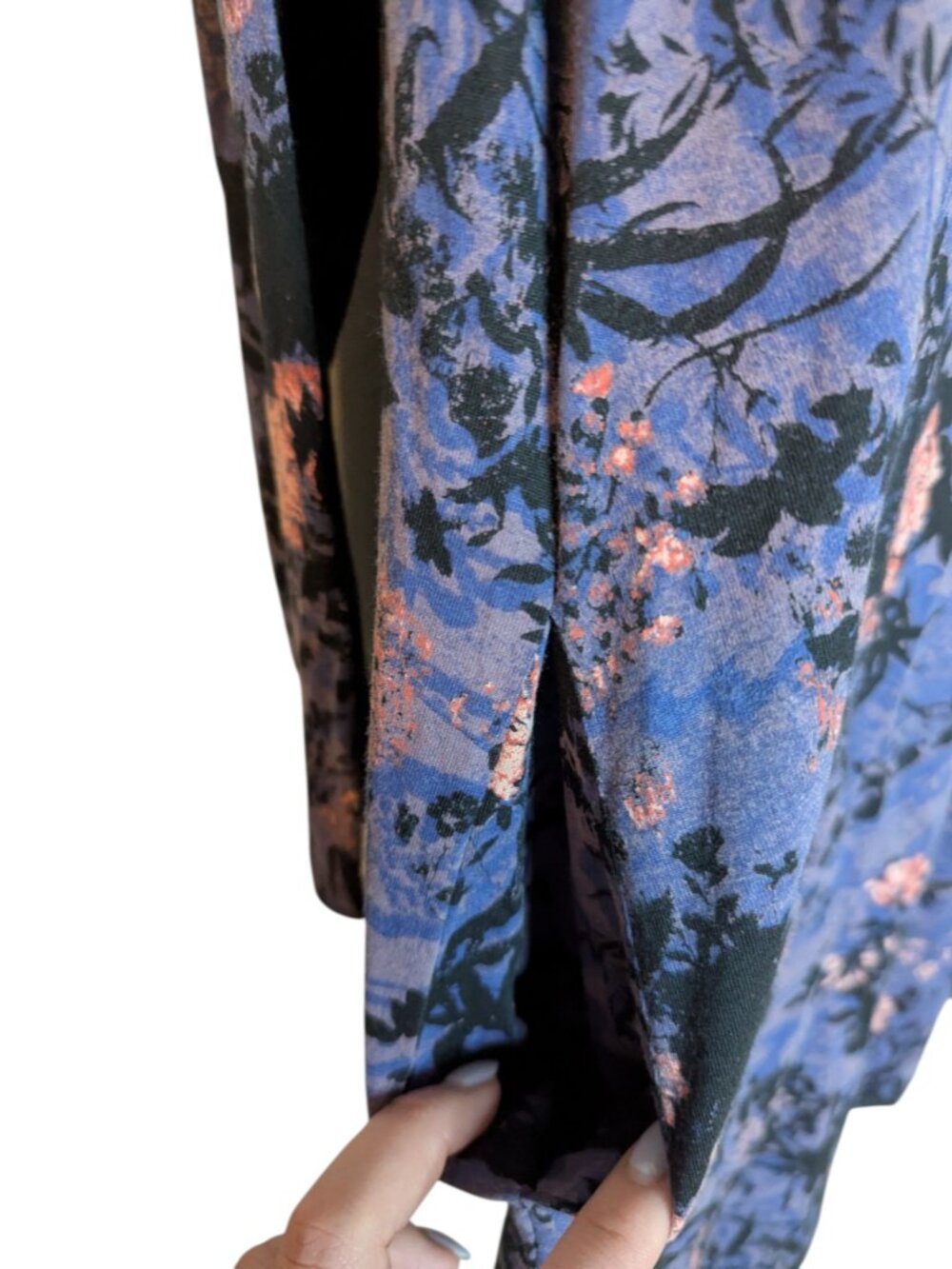 Peruvian Connection Size Large Purple Patterned Midi Dress Long Sleeves - Picture 3 of 6